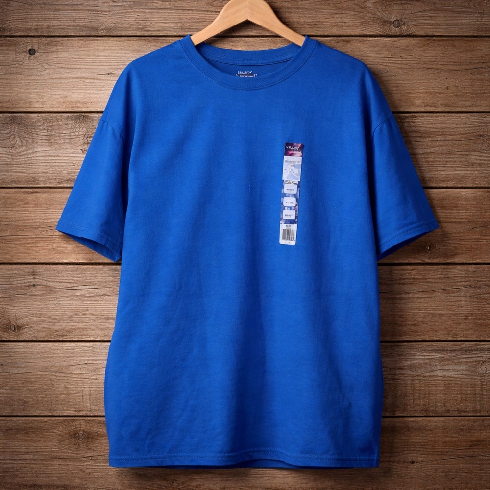 Gildan 2XL Smart Basics Blue Solid Cotton PolyesterTee Shirt